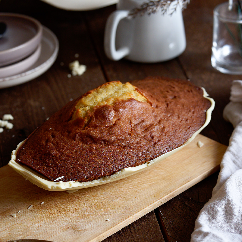Madeleine XXL avec coque chocolat blanc