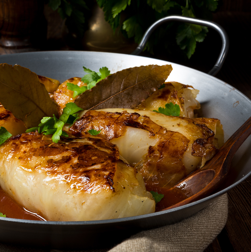 Choux farcis au lard et aux châtaignes