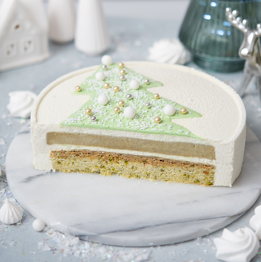 Entremets pistache et vanille