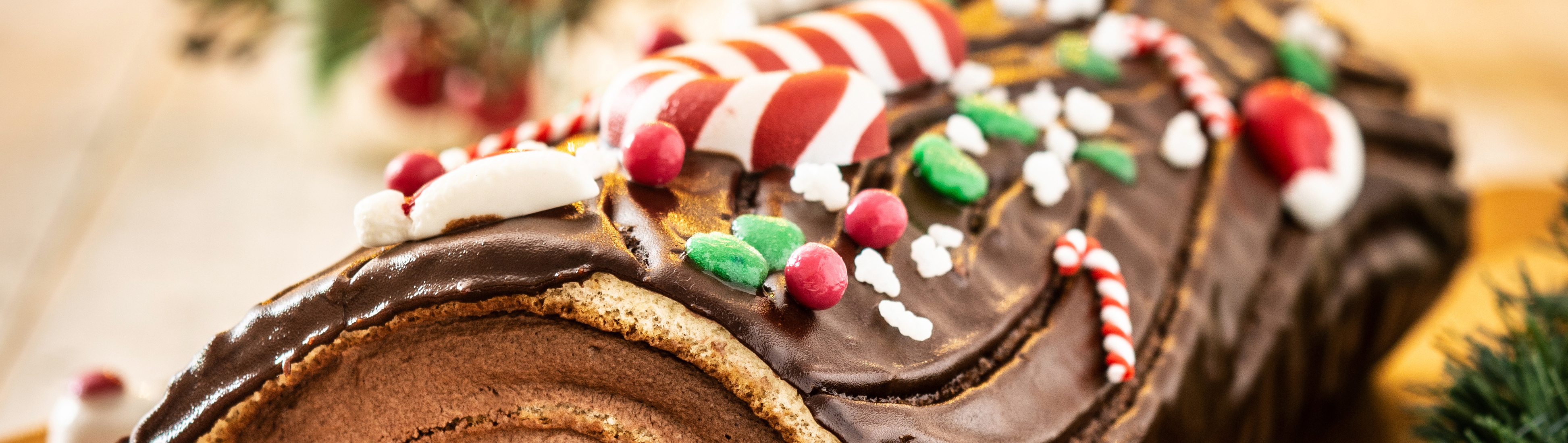 3 Décorations pâte à sucre bûche Noël