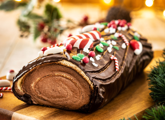 3 décorations pâte à sucre bûche Noël