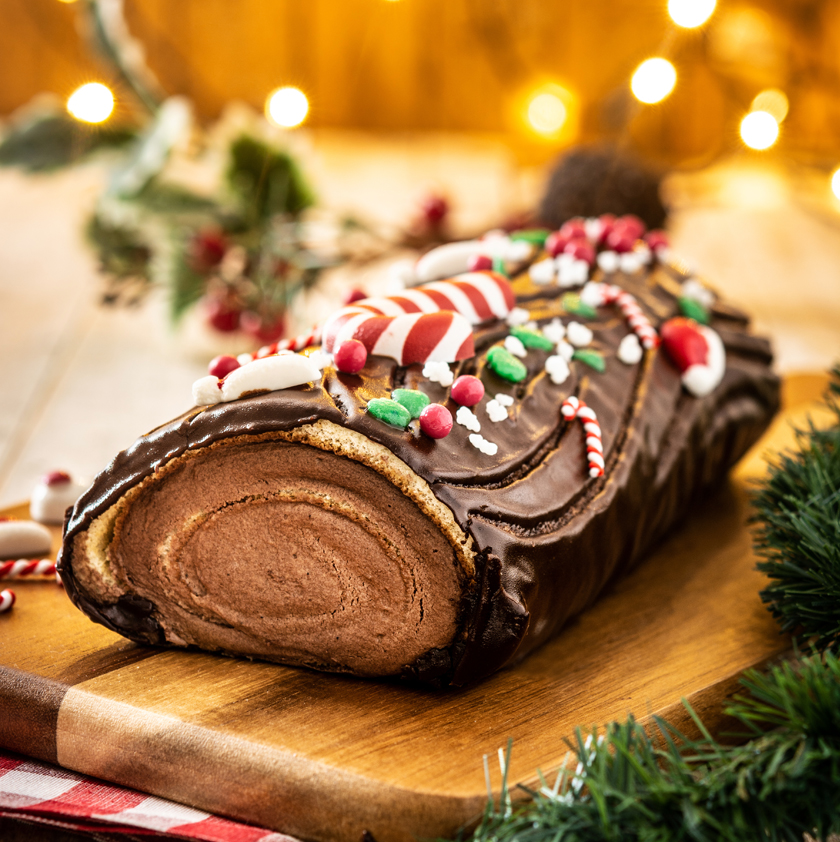 3 décorations pâte à sucre bûche Noël
