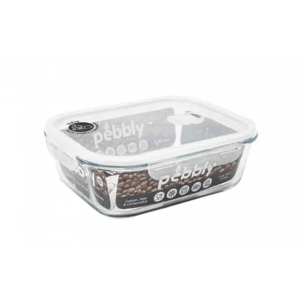 Boîte de Conservation en Verre Rectangle 2,25 L Pebbly