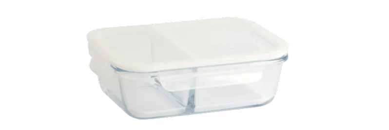 Boîte de Conservation en Verre avec Compartiments Rectangle 950 ml Pebbly