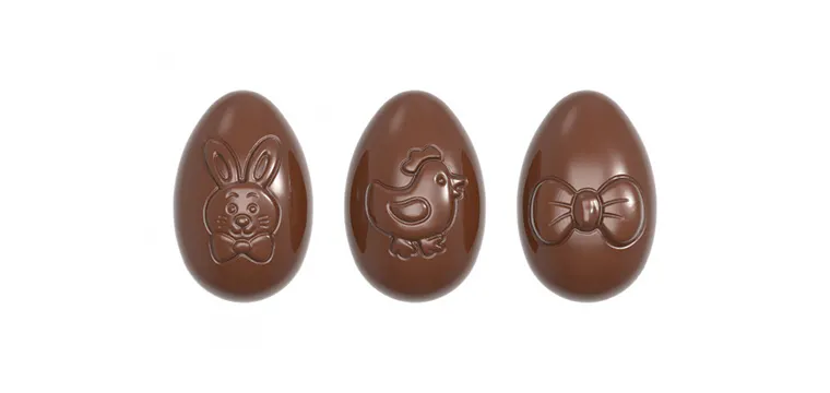 Moule Chocolat Oeuf Motifs Pâques 6,2 cm (x12) Chocolate World