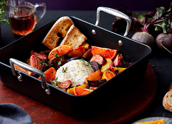 Betterave rôtie à l'orange et burrata