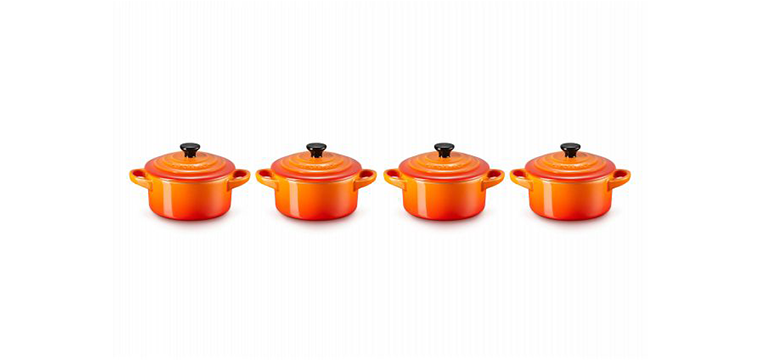 Set de 4 Mini-Cocottes Ronde Céramique 10 cm Volcanique Le Creuset