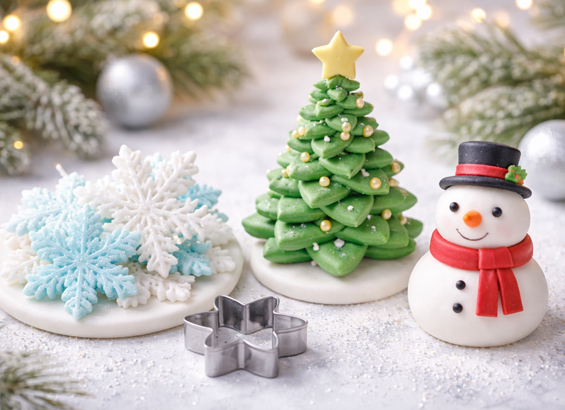 3 décorations pâte à sucre de Noël
