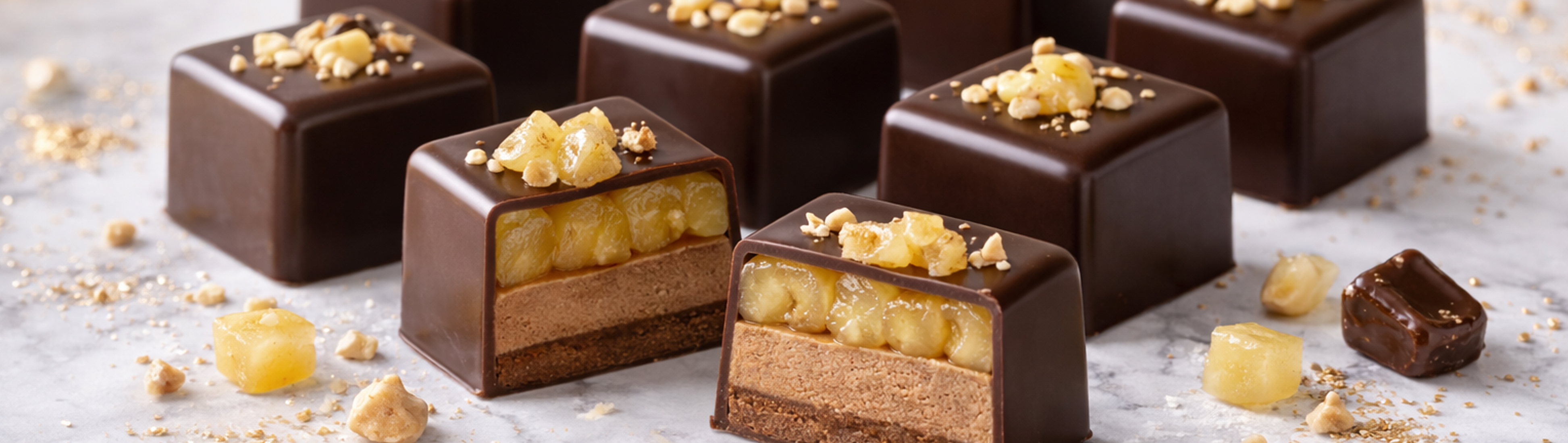 Chocolats aux poires vanille et praliné