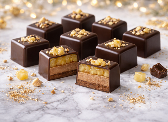 Chocolats aux poires vanille et praliné