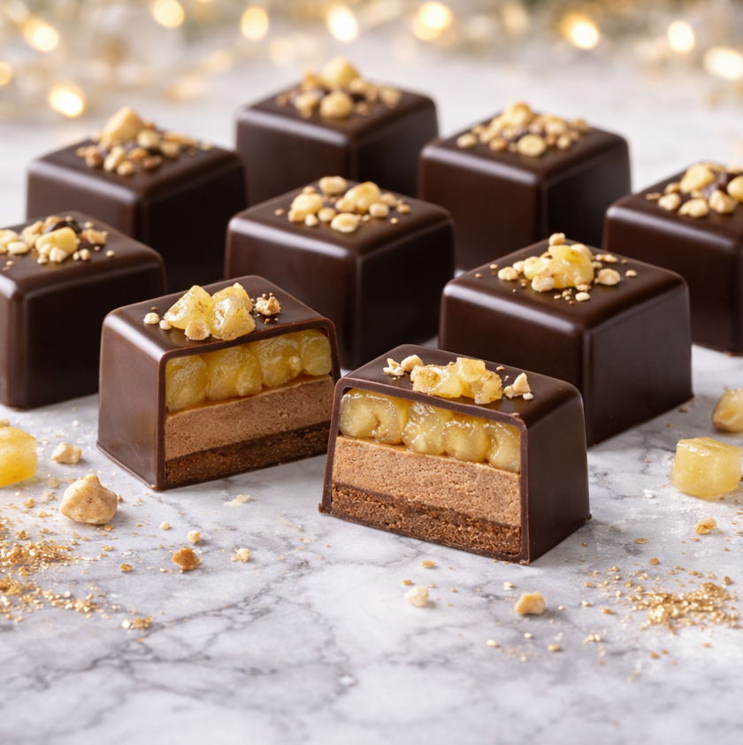 Chocolats aux poires vanille et praliné