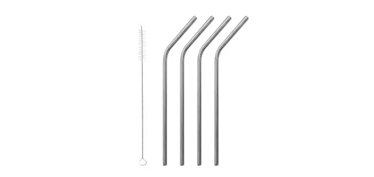 Paille en Inox Coudée 21,5cm x4 Lebrun