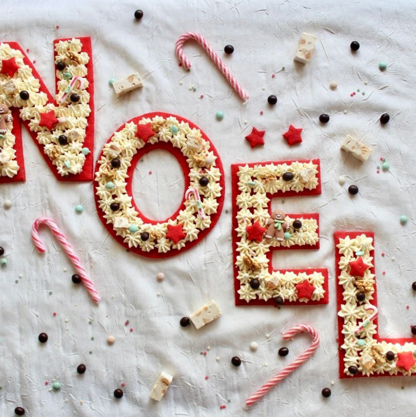 Letter cake amande et vanille Noël