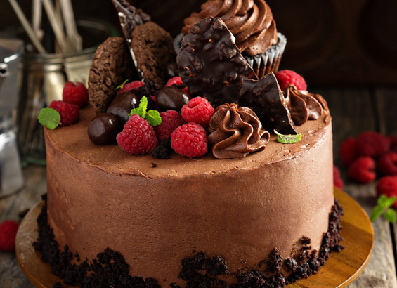 Entremets chocolat lait et mousse fruits rouges