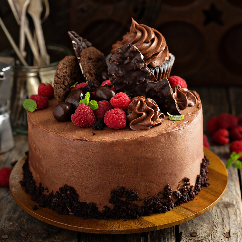 Entremets chocolat lait et mousse fruits rouges