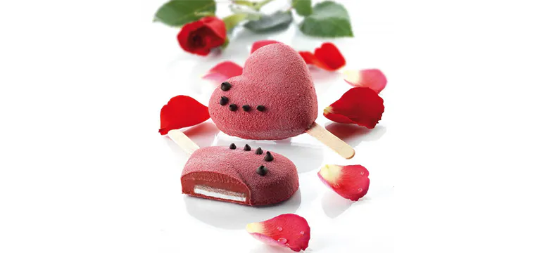 Moule à Glace Silicone 2 Mini Coeur avec bâtonnets SilikoMart