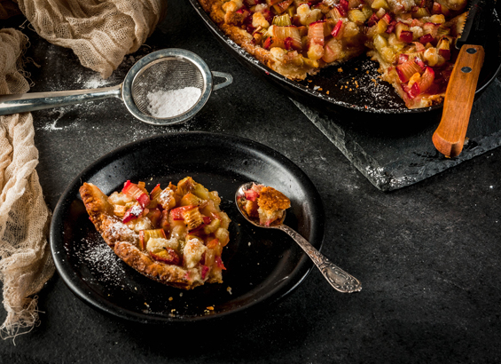 Tarte rhubarbe framboise et ganache vanille