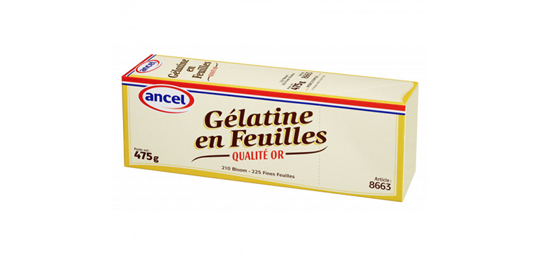 Gélatine en feuilles qualité or 475 g (225 feuilles) Ancel