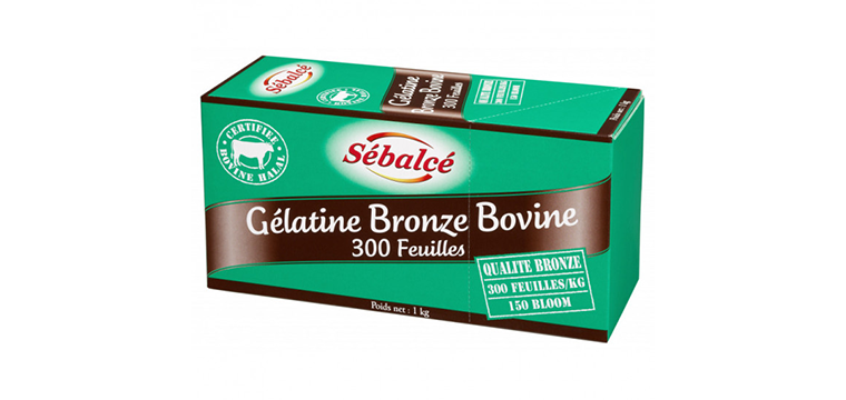 Gélatine en feuilles bronze bovine Halal x 300