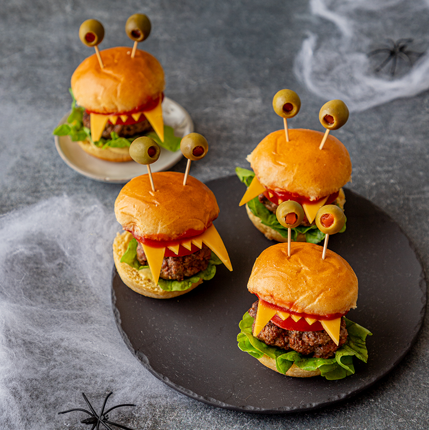 Mini burgers monstres recette apéritif halloween