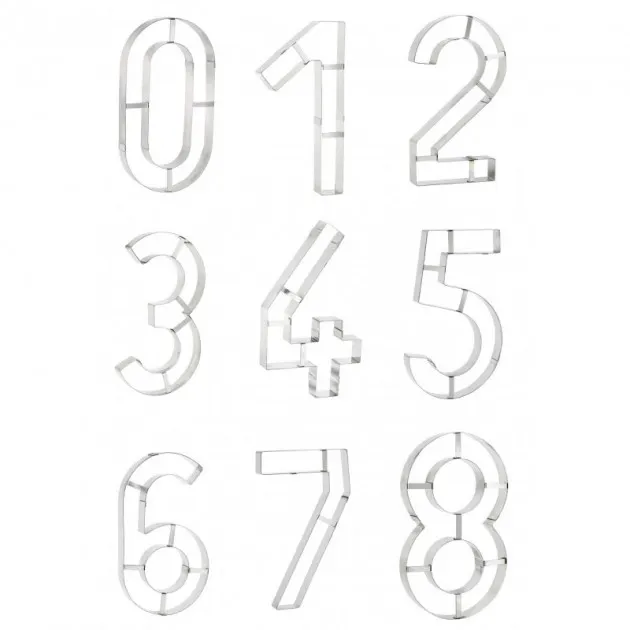 Lot Grand Emporte Pièce Inox Chiffre H.32 cm (x9)