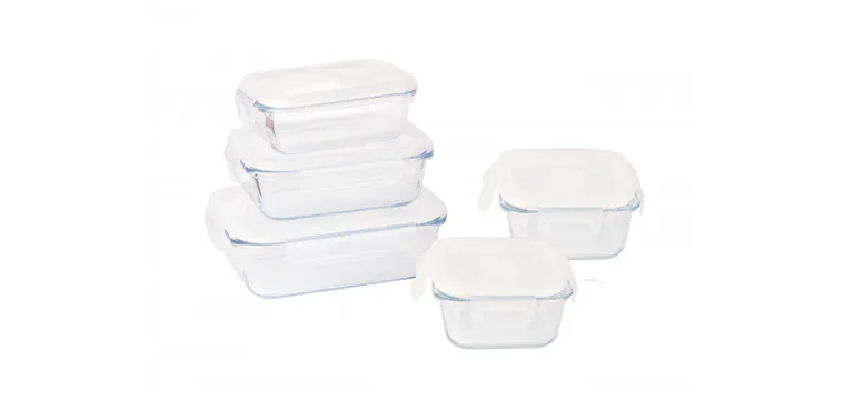 Lot 5 Boîtes de Conservation en Verre Pebbly