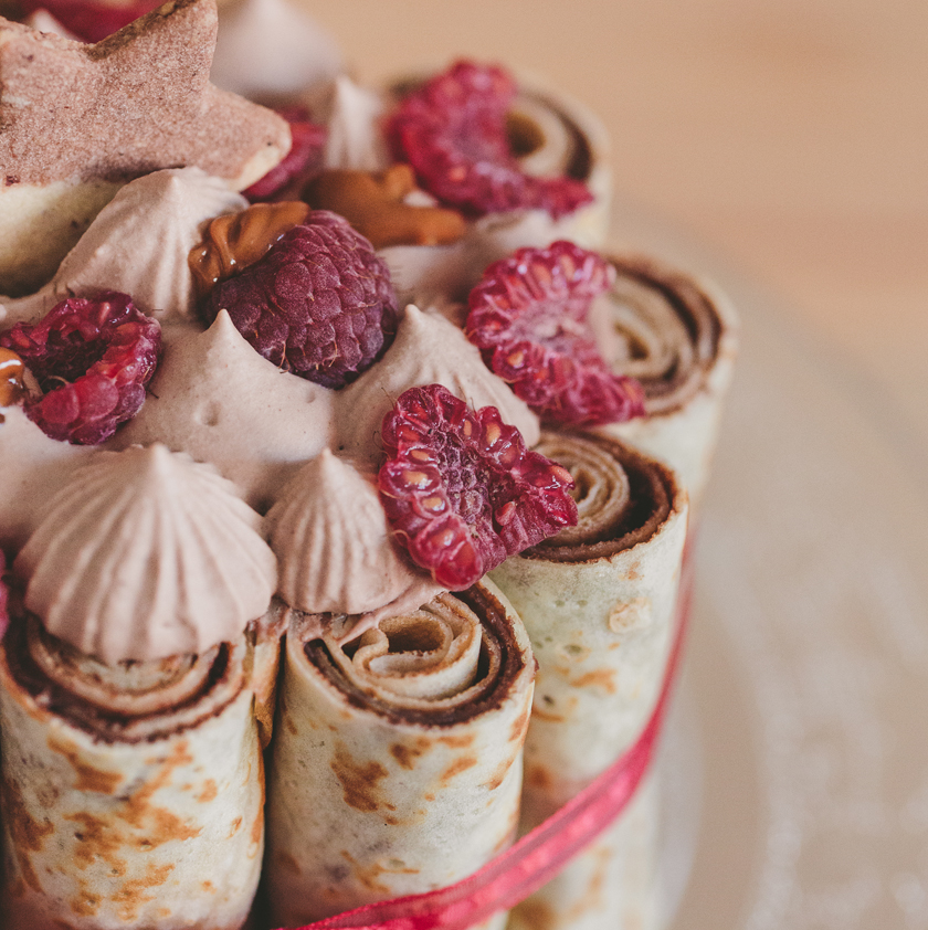 Gâteau de crêpes praliné et chocolat