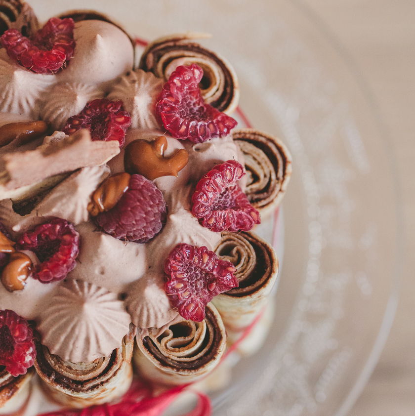 Gâteau de crêpes praliné et chocolat