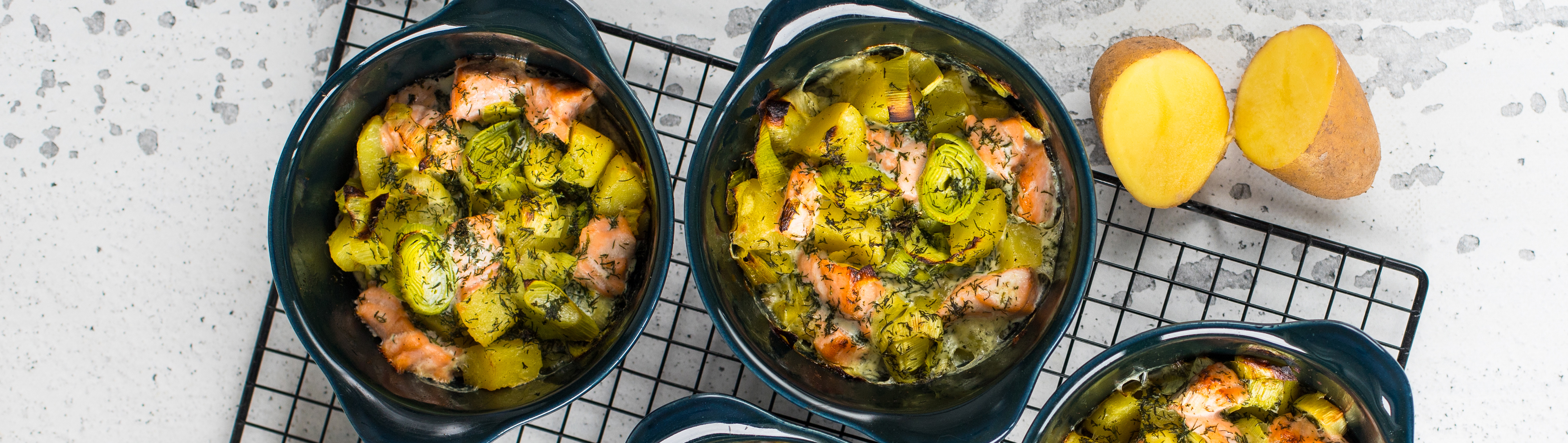 Gratin au saumon et poireau