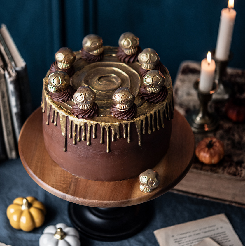 Layer cake d'Halloween chocolat framboise