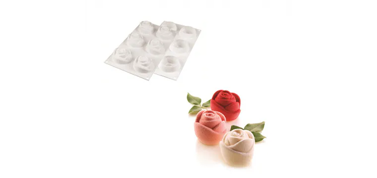 Moule Silicone 6 Roses 7 x 5,5 cm 143ml SilikoMart Professional