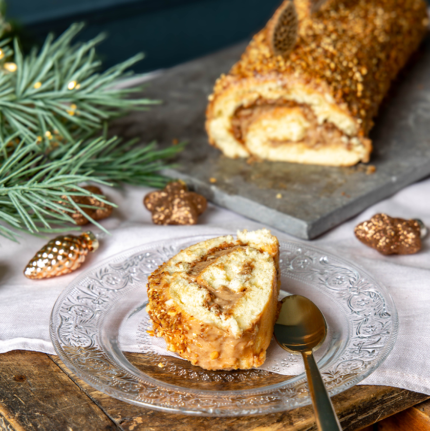 Bûche roulée au praliné