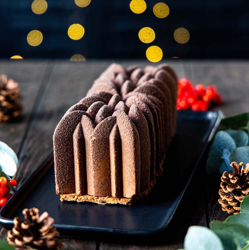 Bûche à la châtaigne et aux griottes