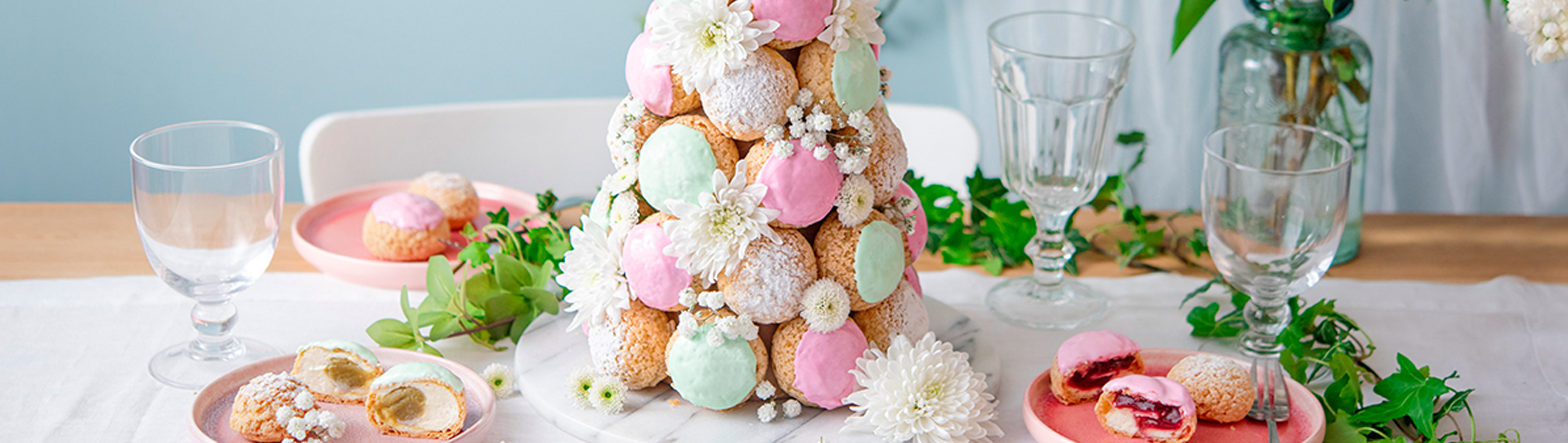Croquembouche pistache et framboise