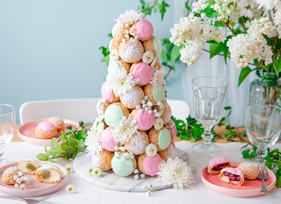 Croquembouche pistache et framboise