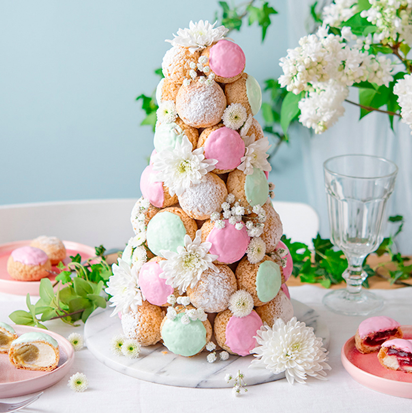 Croquembouche pistache et framboise