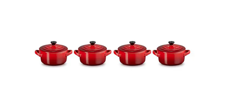 Set de 4 Mini-Cocottes Ronde Céramique 10 cm Cerise Le Creuset