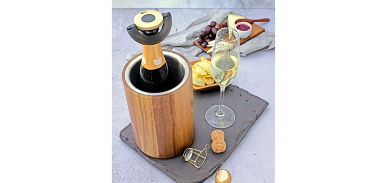 Seau Rafraîchisseur à Vin Bois et Inox Ø 13,5 x H 19,5 cm AdHoc