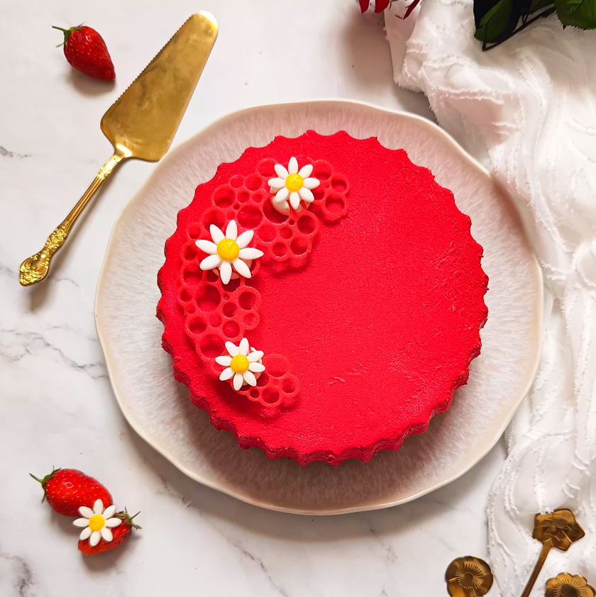 Entremets fraise et pistache