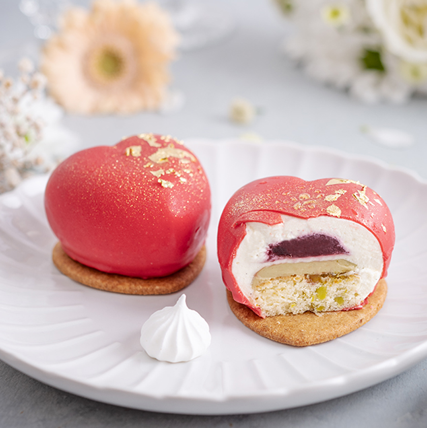 Entremets framboise et pistache