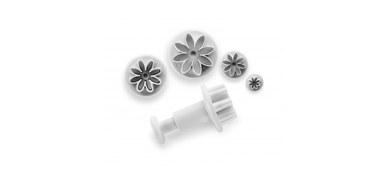 Emporte-Pièce avec Poussoir Marguerite (x4) Ibili