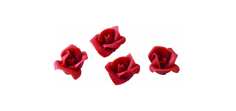 Fleurs en pâte d'amande roses rouges (x35) Mallard Ferrière