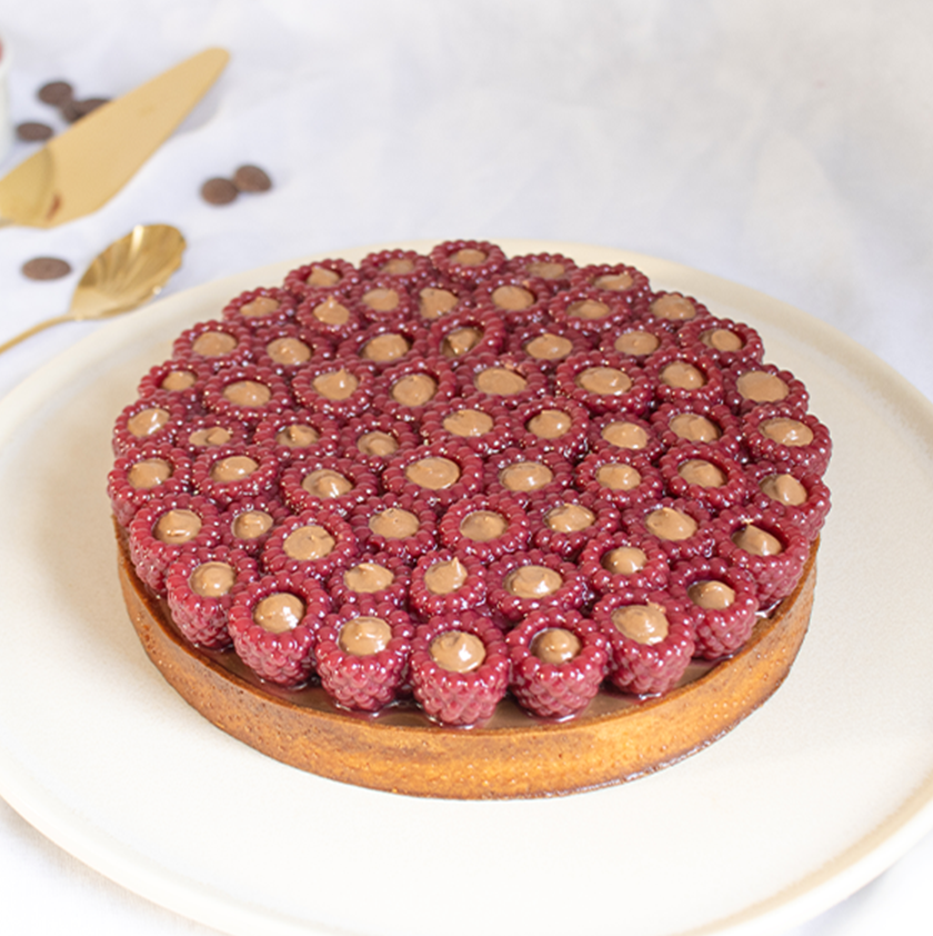 tarte chocolat au lait framboises