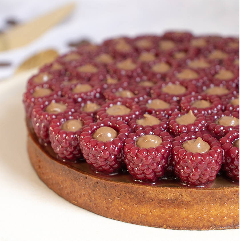 tarte chocolat au lait framboises