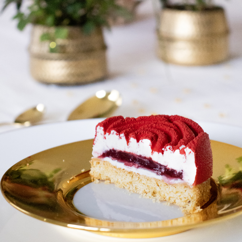 Entremets rose vanille et framboise