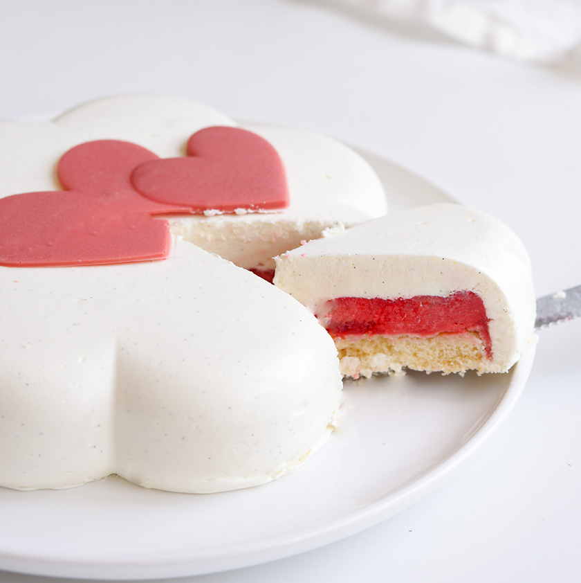 Entremets vanille fraise gingembre