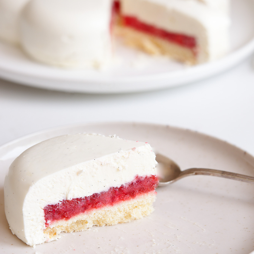 Entremets vanille fraise gingembre