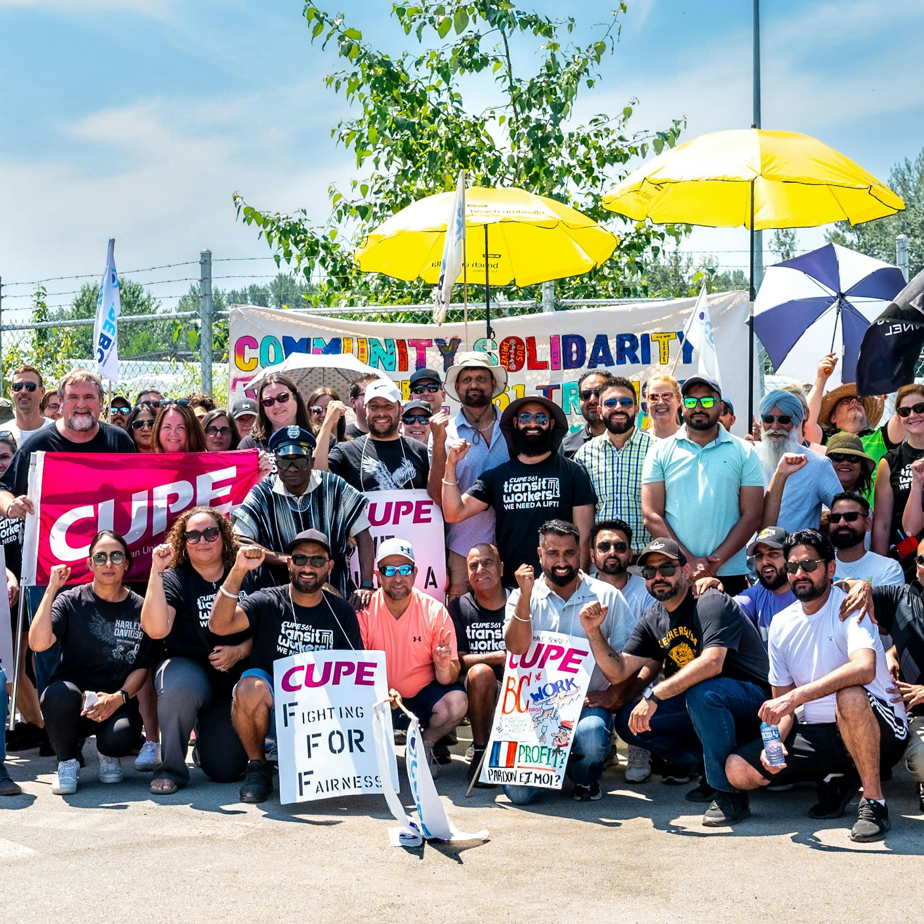 a large group photo of participants at Cupe local 561 strike day of action