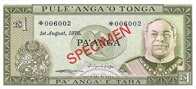 Paanga sedel, valuta Tonga 
