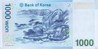Sydkoreansk 1000 won sedel, valuta Sydkorea